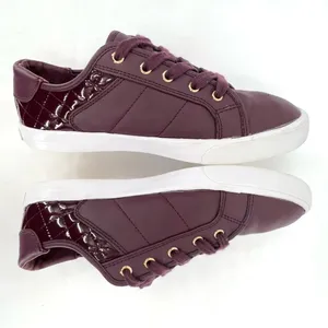 Guess Comly2 Burgundy Wine Red Quilted Lace Up Gold Logo Low Top Sneakers Size 8 thumbnail 5