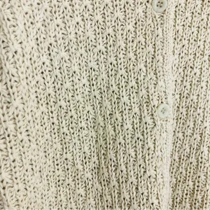 Abercrombie and Fitch tan linen blend textured knit crewneck cardigan. Large. thumbnail 3