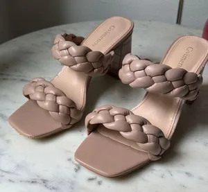 Women's Nude Braided Heels Tan Size 6.5 thumbnail 1