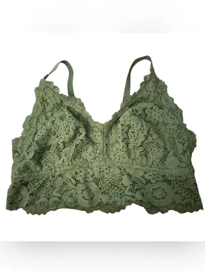 Aerie Olive Green Lace Longline Plunge Bralette - Size XL (EUC) thumbnail 2