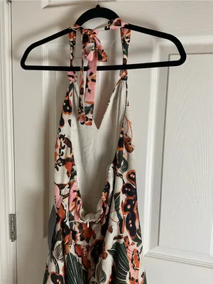 NWT Lulus Boho Tropical Floral Halter Mini Dress Size Medium thumbnail 8