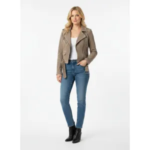 Blank NYC Tan Suede Leather Long Sleeve Cropped Moto Jacket M thumbnail 7