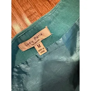 Lucy Paris turquoise corduroy beaded sequin Aline skirt size M thumbnail 3