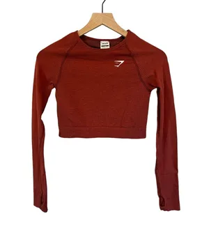 Vital Seamless 2.0 Crop Top Brick Red Marl thumbnail 1