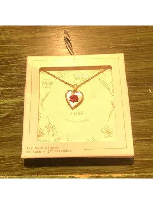 Target Love Blooms Endlessly 14K Gold Dipped Heart Necklace with Red Rose 16” thumbnail 2