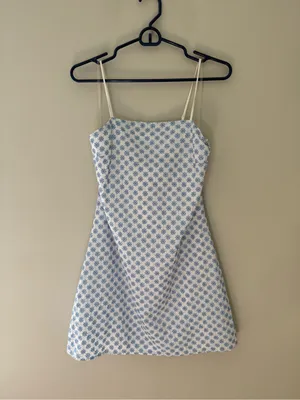 Trixxi Blue White Daisy Floral Fit & Flare Mini Dress Women’s Large thumbnail 3