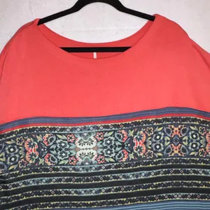 Free People Coral Boho Mixed Print Drop Shoulder Tunic knit 3/4 sleeve dress‎ M thumbnail 4