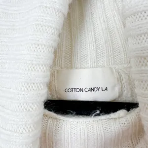 Cotton Candy‎ LA | Oversized Ribbed Turtleneck Cropped Sweater Ivory White thumbnail 5