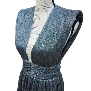 Sabina Musayev Bonita Dress Metallic Tiered Midi Plunge Sleeveless‎ Size XS thumbnail 7