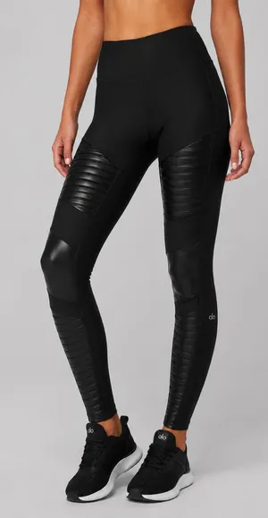 Alo Yoga High-Waist Moto Leggings Size M Black Glossy Faux Leather thumbnail 1