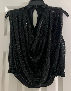 Do+Be Black Sparkly Sequin Cowl Neck Top thumbnail 1