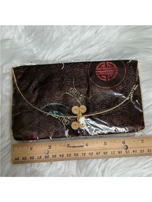 Japanese Brocade Silk Pouches Brown With Gold Accents Set of 3 New thumbnail 5