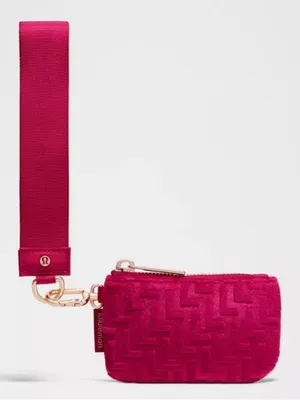 Lululemon NWT Dual Pouch Wristlet Keychain Strap L Monogram Velvet Pink thumbnail 3