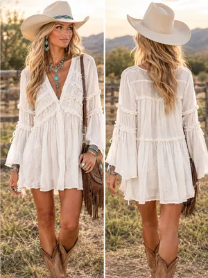 LISA ROBERTSON | Boho Mini Dress / Tunic ✨ STUNNING BOHO WESTERN FIND! ✨ thumbnail 2