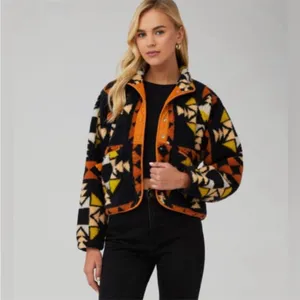 FREE PEOPLE MOVEMENT Rocky Ridge‎ Jacket Fleece size Small Black, Orange Print thumbnail 2
