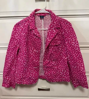 GAP Fuchsia Pink Patterned Cotton Blazer thumbnail 1