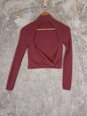 Lululemon Ribbed Knit Twist Back Mockneck Cropped Top Fitted Balletcore Womens M thumbnail 7