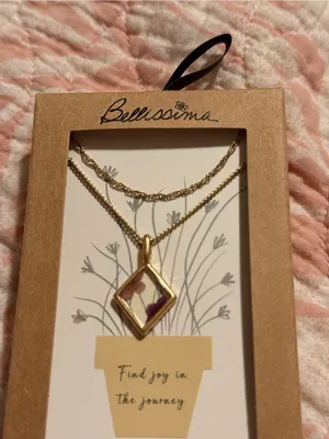 Bellissima 14K Dipped Gold Purple Wildflower Inlay Double-Layer Necklace thumbnail 6