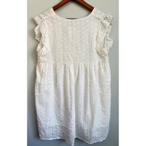 Miss Sparkling White Eyelet‎ Dress Pullover Beach Boho Surplice V Neck Womens XL thumbnail 6