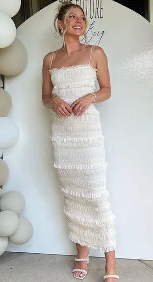 SOLANA IVORY SEQUIN PLEAT MAXI DRESS. Size XL thumbnail 6