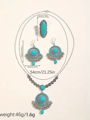 Elegant Turquoise and Silver Jewelry Set thumbnail 7