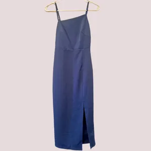 NWT Gray/Blue Spaghetti Strap Asymmetrical Midi Dress – XS‎ thumbnail 5