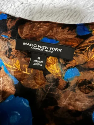 Marc New York Floral Burnout Balloon-Sleeve Blouse - Blue/Brown thumbnail 10