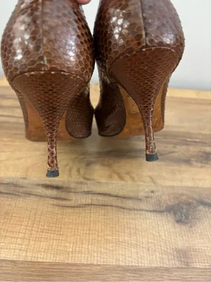 YSL Yves Saint Laurent Lizard Print Leather Stiletto High Heels thumbnail 9