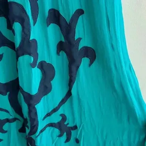 Miss Sixty Teal and Navy Blue Silk Gown Maxi Floral Dress, Size 4 thumbnail 10