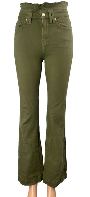 7 for All Mankind Women's Green High Rise Bootcut Flare Denim Jeans Pants Sz 24 thumbnail 1