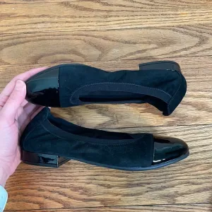 NWOB David Tate Nicole Cap Toe‎ Flat Black Suede Patient Leather size 5.5M thumbnail 4