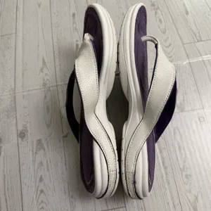 Reebok Easytone Women's Sz 5 Flip Flops White Purple Sandals Shoes Exercise‎ Gym thumbnail 6