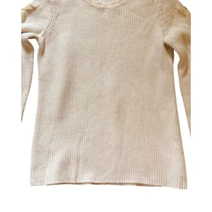 Lauren Ralph Lauren Sweater Womens Size S Ivory Rib Knit Ribbon Sleeve Cotton thumbnail 6