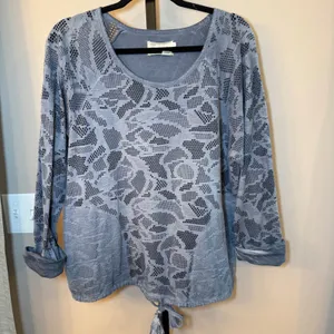 Anthropologie Saturday Sunday Laser Cut Rolled‎ Sleeve Pullover Blue Size Medium thumbnail 2