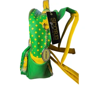 Score‎ The Official Game Day Bag Green Yellow Polka Dot Backpack NWT thumbnail 2