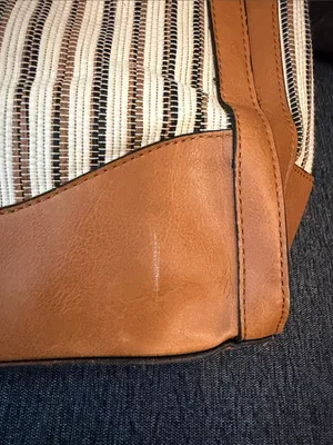 London Fog Tan & Cream Striped Structured Tote thumbnail 3