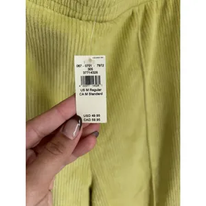 NWT AERIE Women Junior Velour Like Ribbed Lime Green Pants‎ Bottoms Size Medium thumbnail 4