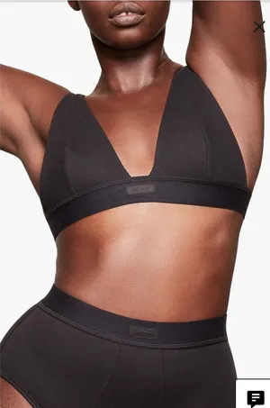 SKIMS Stretch Cotton Rib Plunge Bralette small thumbnail 1