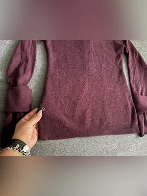 Lululemon Burgundy Wool Full Zip Mock Neck Sweater Jacket Women's thumbnail 7
