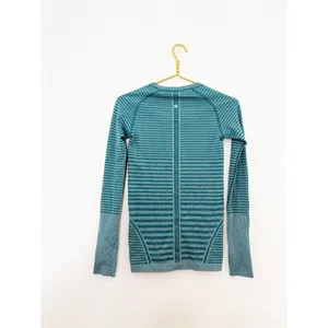 Lululemon Swiftly Tech Long Sleeve Crew Teal Blue Green Striped Running Top 4 thumbnail 12