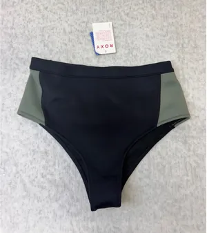 Roxy Pro Performance Highwaist Bikini Bottoms‎ Black Green ERJX404851 Womens M thumbnail 1