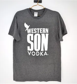 Western Son Vodka Logo Grey Gray Unisex Crewneck T-Shirt Tee Top - Size M - NWOT thumbnail 1