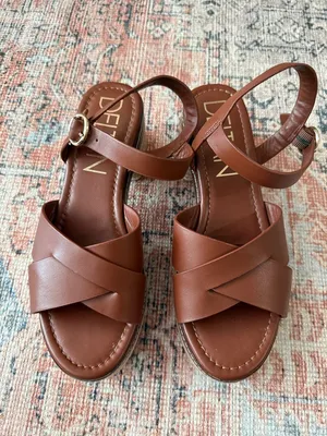 DELTAN Brown Leather Espadrille Platform Sandals Size 9 thumbnail 3