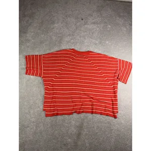 kerisma sweatet short sleeve shirt blousr striped orange ivory M/L thumbnail 10