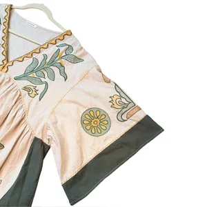 Dreamy Boho Embroidered Babydoll Dress | Cream + Sage | Size M thumbnail 4