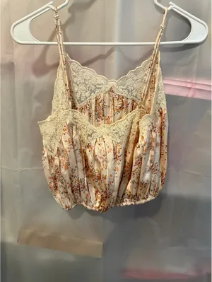 Free People Floral Lace Trim Cami Top XS NWT thumbnail 5