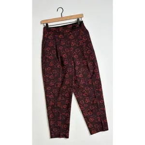 Anthropologie MAEVE Floral Jacquard High-Rise Trousers‎ Pants Tapered Office 2 thumbnail 2