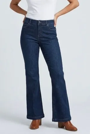 Spanx Flare Jeans Cotton Blend Dark Wash High Rise Tummy Control Size XL thumbnail 1