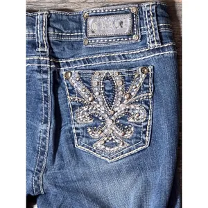 Grace in LA Jeans Size 5/26 TALL Bootcut Embellished Denim Bling Y2K Western‎ thumbnail 13