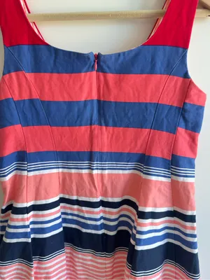 Tiana B Striped Fit & Flare Dress Size 10 Pink Blue Sleeveless Pocket Sundress thumbnail 8